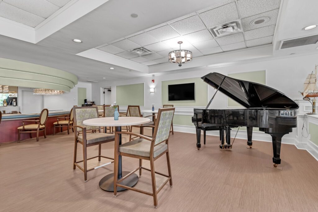 Common area with piano in it